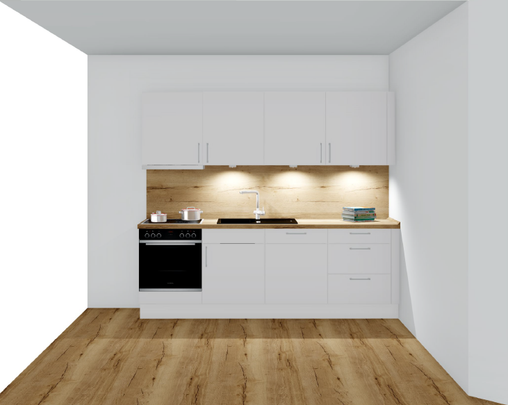 Küchenzeile weiß mit Holz